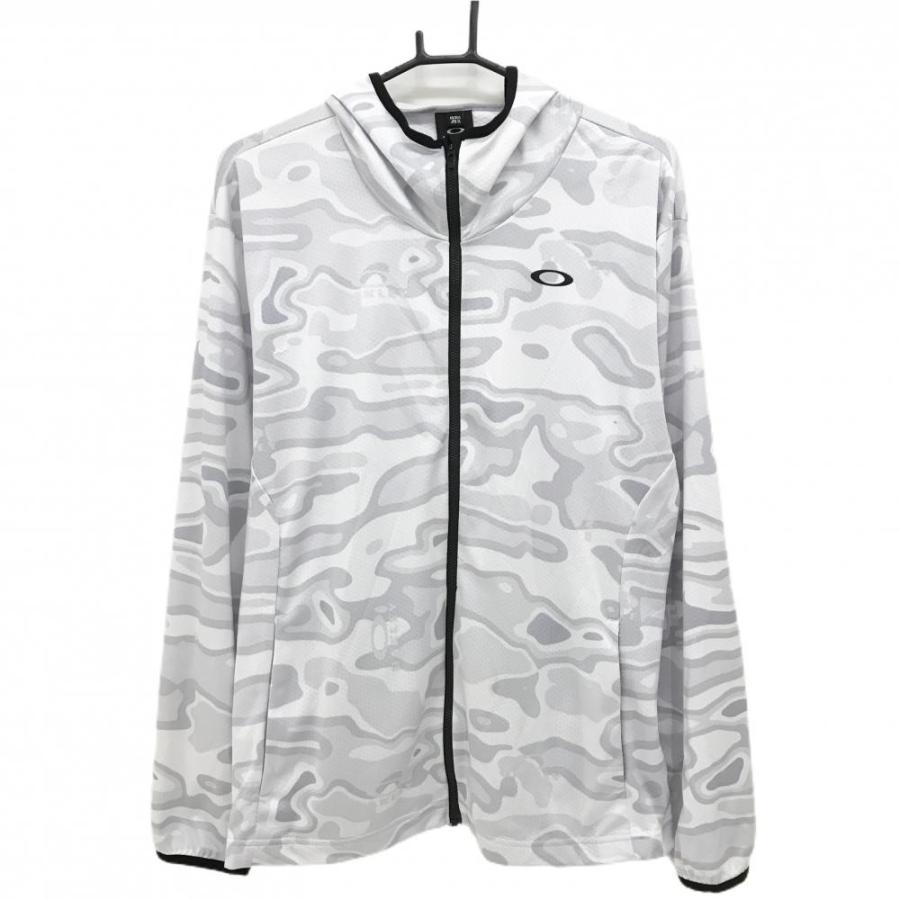 OAKLEY（オークリー） ジップパーカー 白×ライトグレー 総柄 メンズ XL