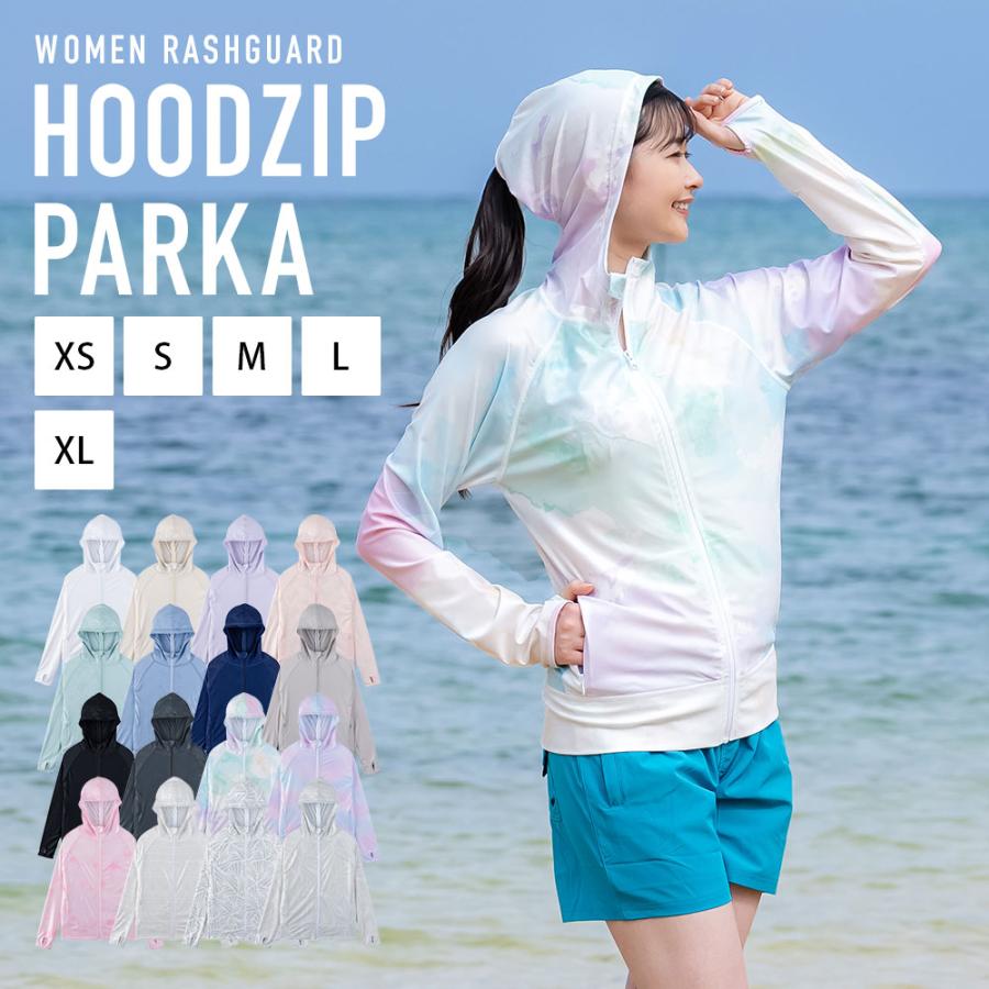 ラッシュガード レディース フードジップパーカー 水着用 長袖 体型