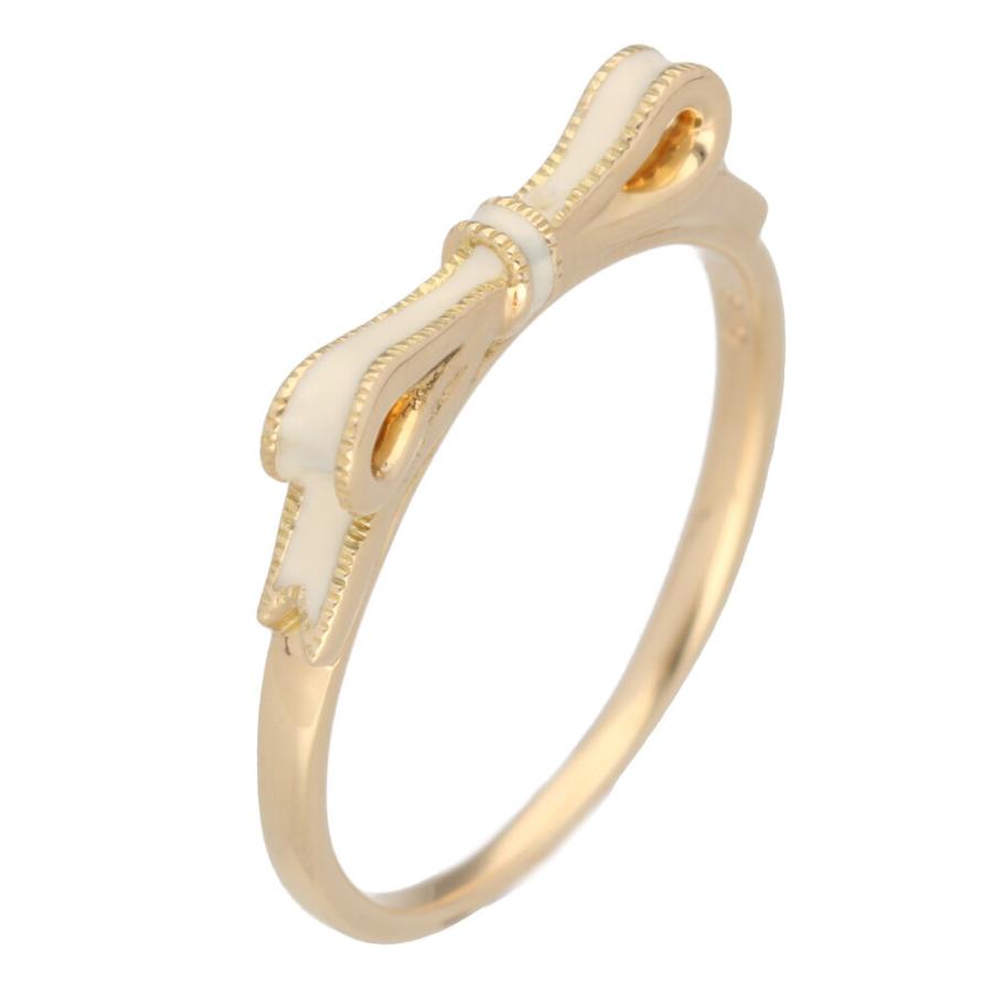 ete（エテ） K18 リング 指輪 リボン エナメル 10号 18金 K18ゴールド