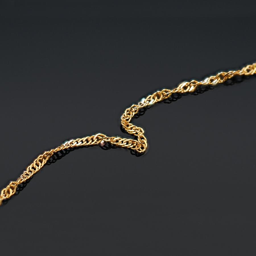 ブレスレット チェーン 18金 イエローゴールド スクリューチェーン 幅