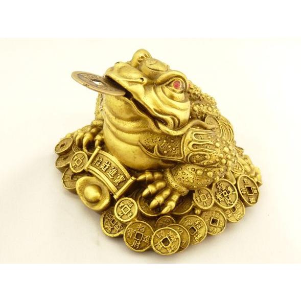 三脚蟾蜍 三本足 カエル 置物 銅製 商売繁盛 財運 7cm : 横浜中華街龍