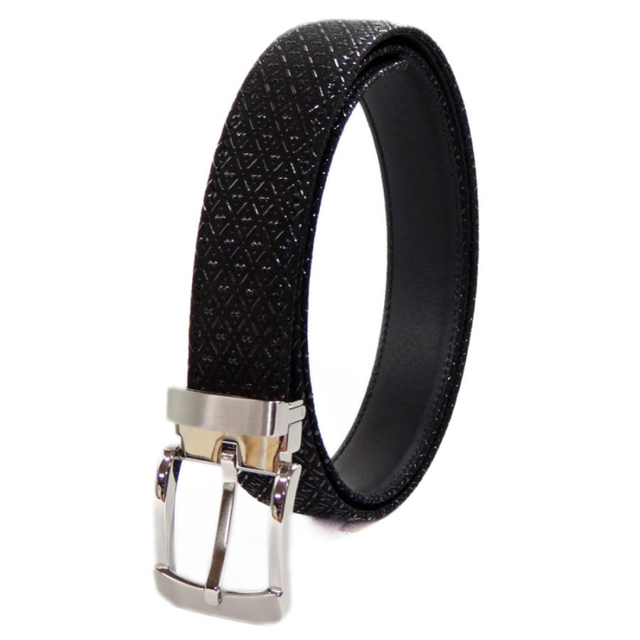 印傳屋（INDEN-YA） 印伝 B30ベルト 4001 黒地鹿革黒漆 瓢箪柄 ピン