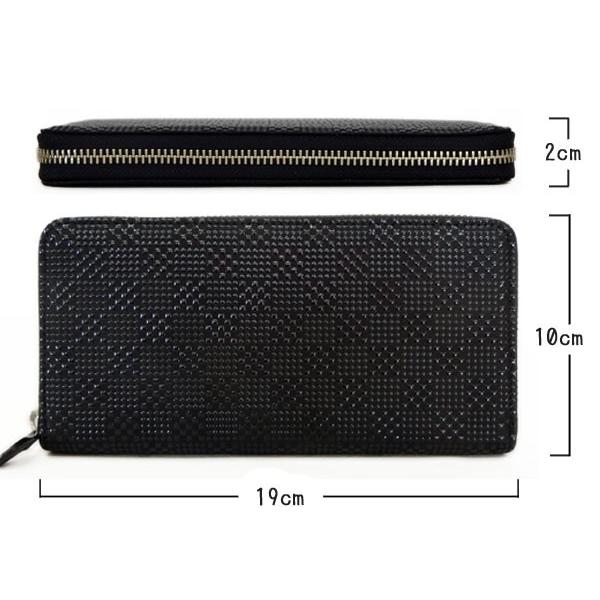 印傳屋（INDEN-YA） 印伝 長財布 束入 2317 黒地鹿革 黒漆 変わり市松