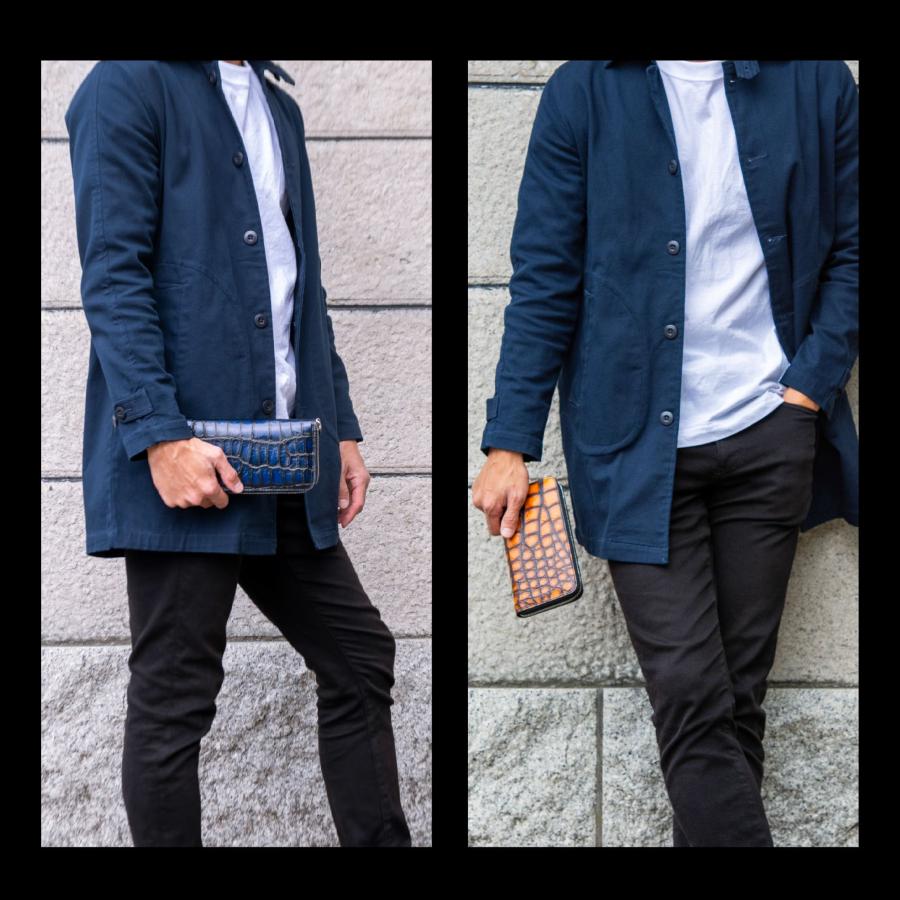 本革 シャムクロコダイル革長財布 選べる部位 ホーンバック シャムワニ