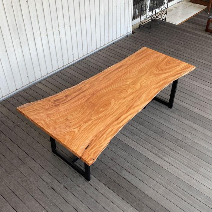 ケヤキ一枚板 ダイニングテーブル（兼用脚付）一枚板テーブル