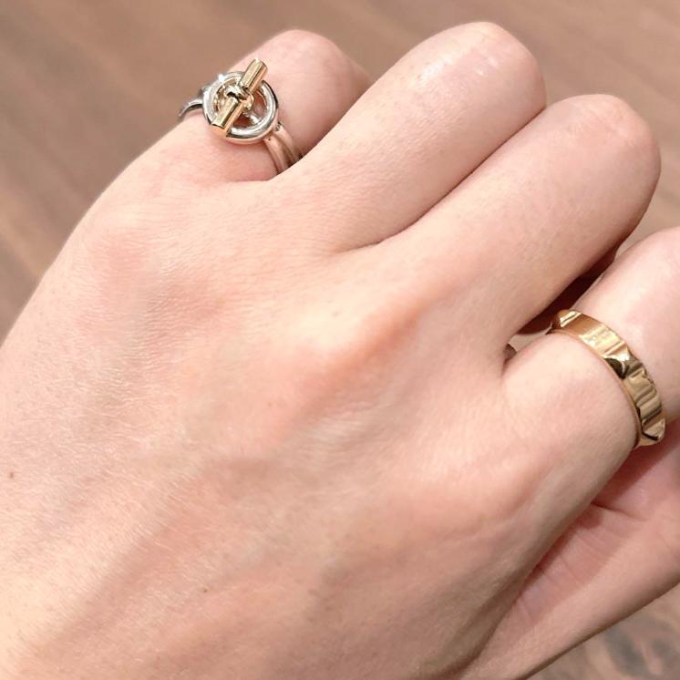 HERMES（エルメス） 希少品 エシャペ 2連 リング 52号 コンビ ゴールド