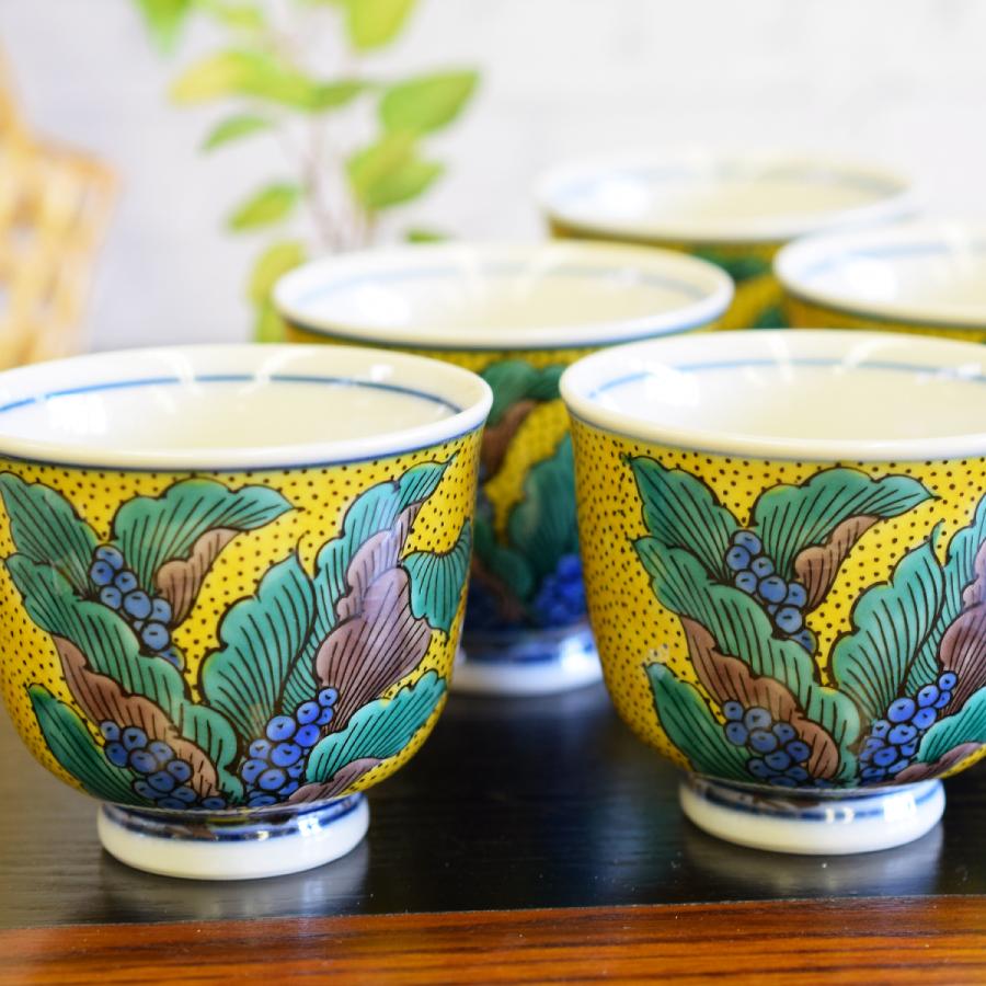 九谷焼 来客用 湯呑み 5客セット 吉田屋おもと 和食器 湯呑み茶碗 : 和