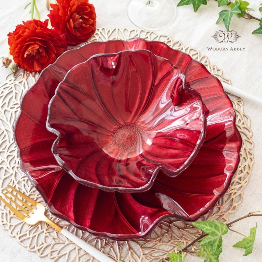 IVV イタリア製 ガラス プレート 大皿 食器 マグノリア 28cm 赤 パール