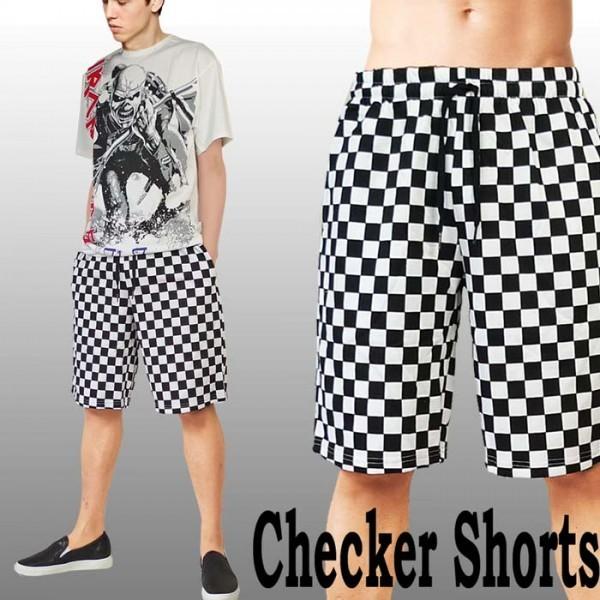 チェッカー柄 ハーフパンツ 市松柄 ボトムス パンツ ショートパンツ