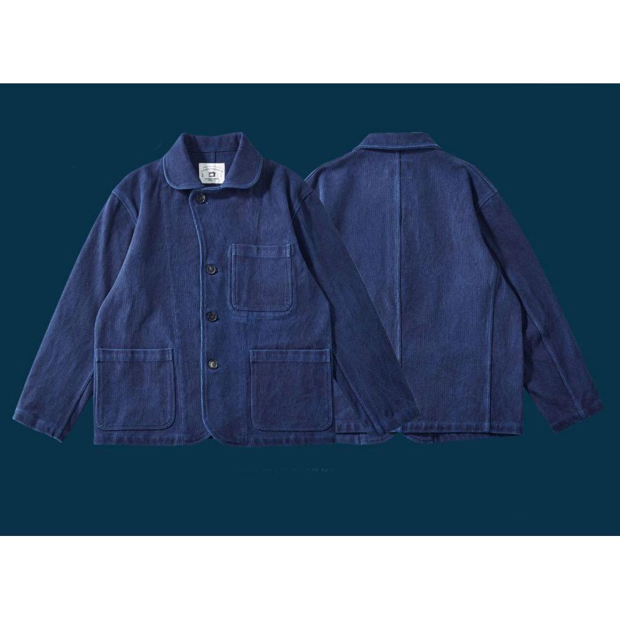 刺し子 ジャケット インディゴ カバーオール デニム フレンチワーク