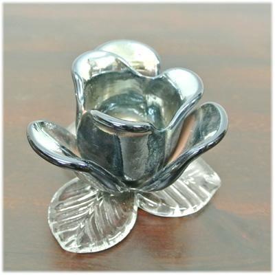 薔薇のガラスキャンドルホルダー(アジアン 雑貨 キャンドルホルダー