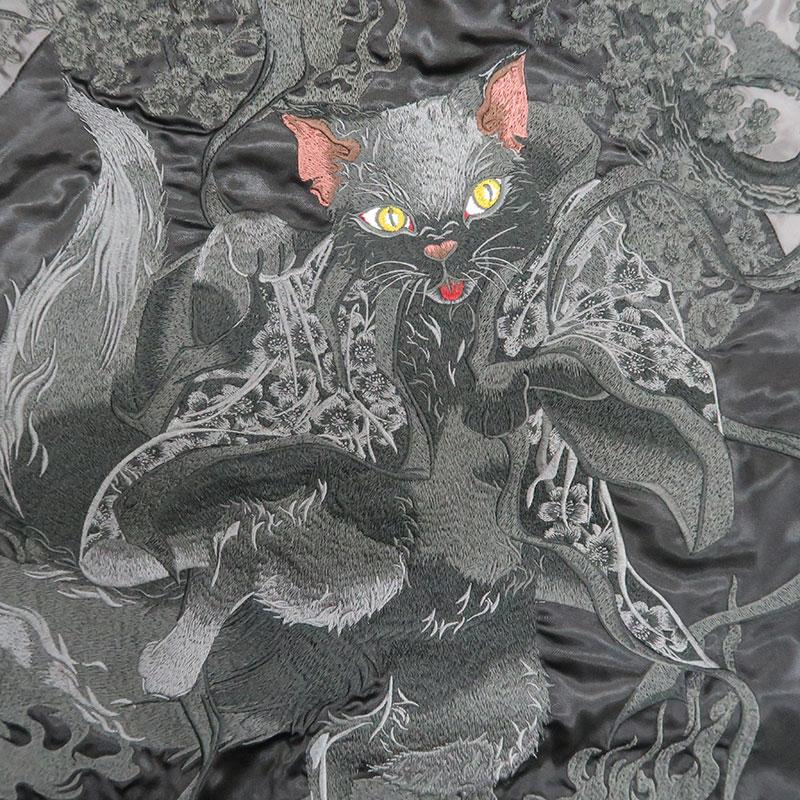絡繰魂 URUSHI 漆黒 化け猫 リバーシブル スカジャン M L XL XXL