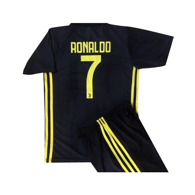 ユニフォーム 子供 サッカー ロナウド＃7 ユベントス(アウェイ：黒)18
