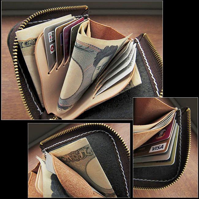 日本製財布 L字ファスナー 二つ折り 革財布 レザーウォレット メンズ