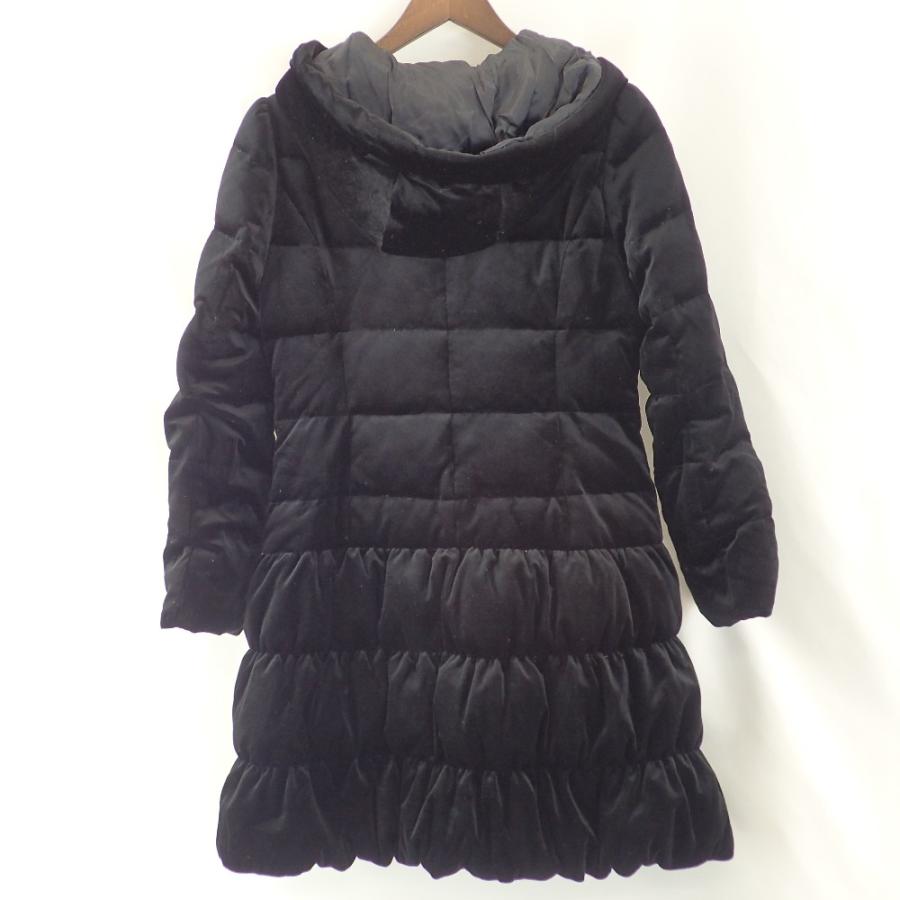 Rene ルネ 6338270 ベロア フーディ ダウン コート 34 ブラック