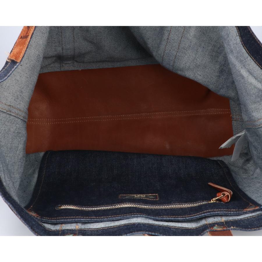 RRL ダブルアールエル USED加工 レザートリム デニム トートバッグ