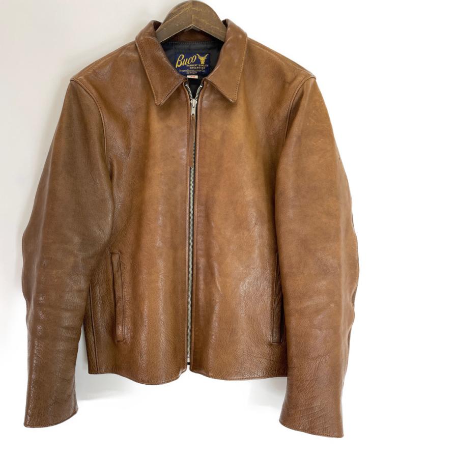 BUCO ブコ 牛革 シングルライダースジャケット ブラウン J-100 38