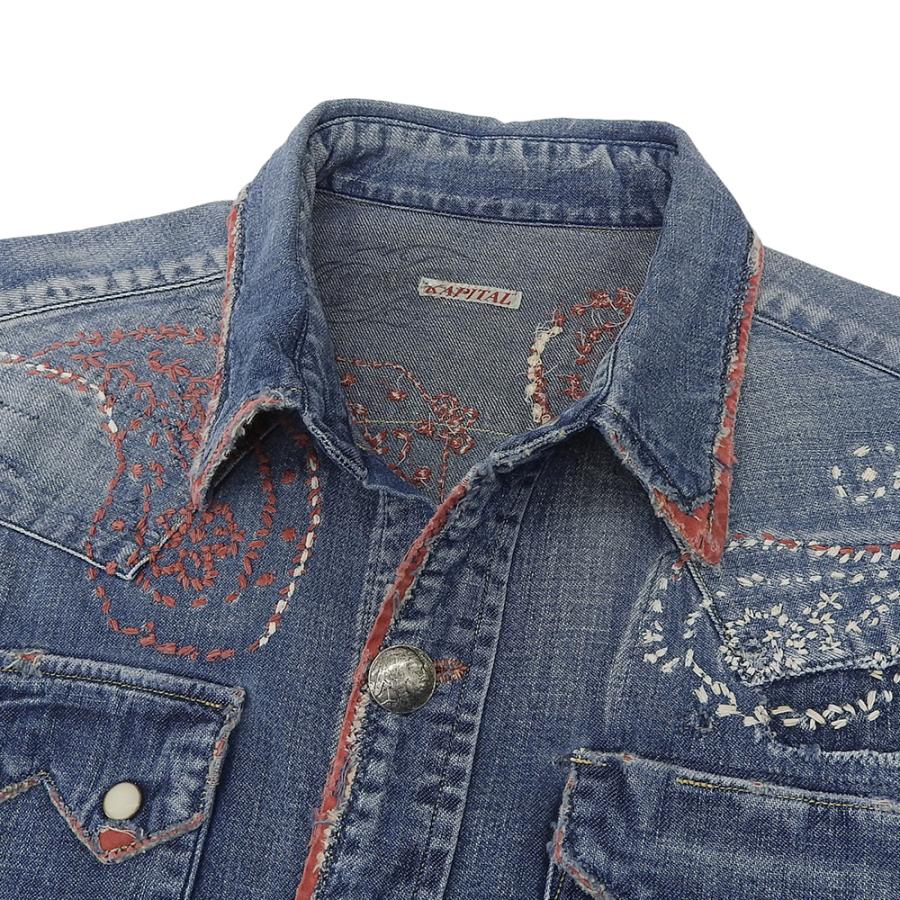 KAPITAL（キャピタル） BORO加工 赤刺繍 デニムシャツ トップス メンズ