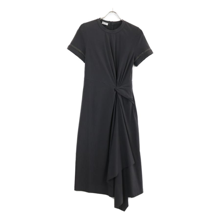 BRUNELLO CUCINELLI ブルネロクチネリ グレー 半袖コットンワンピース