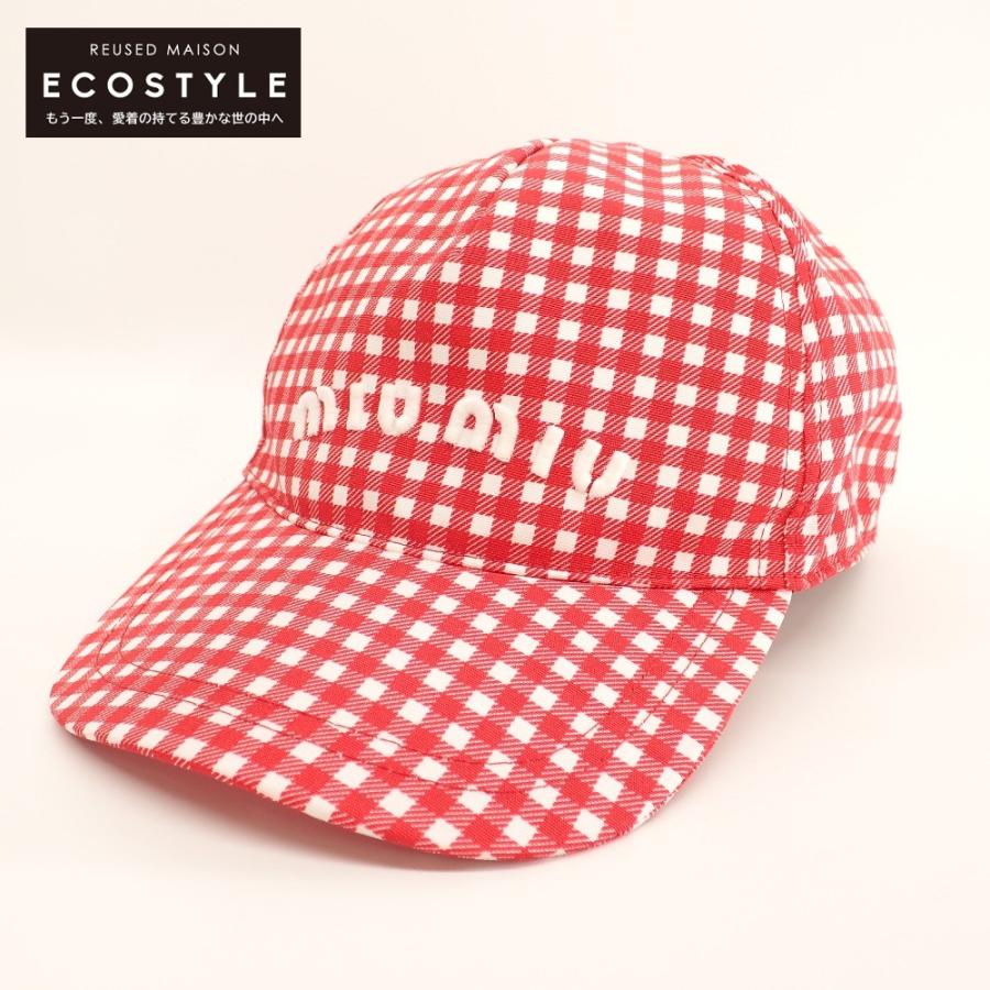 miu miu（ミュウミュウ） 美品 5HC1792B4L ギンガムチェック柄 ロゴ