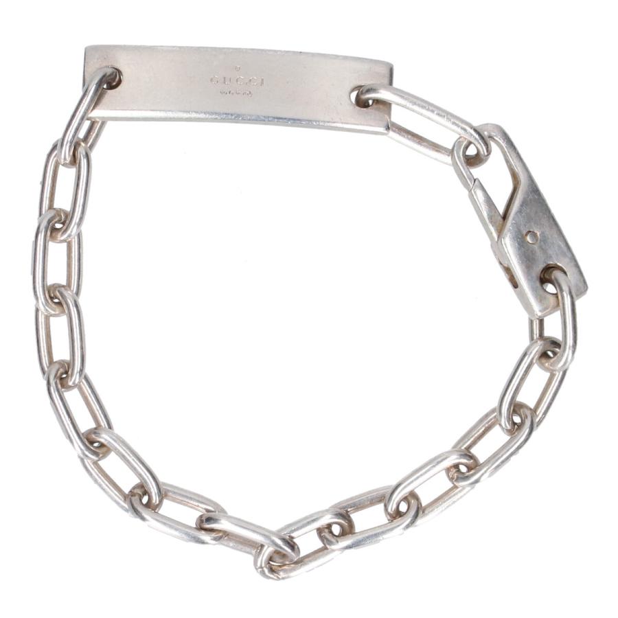 GUCCI（グッチ） ロゴプレート チェーンブレスレット 925刻印 シルバー
