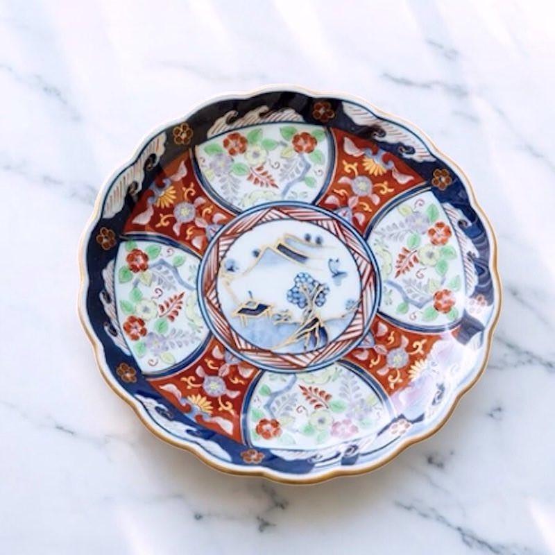 古伊万里捻菊 5寸皿 手描き 小皿 中皿 16cm おしゃれ 取り皿 和風 日本