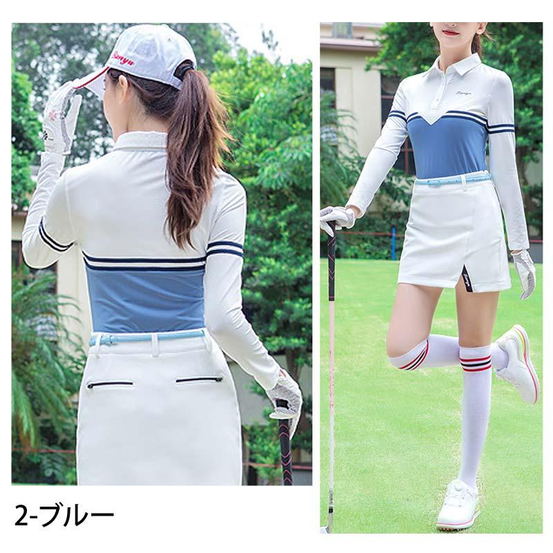 ゴルフウェア レディース ゴルフ ポロシャツ ストレッチ 伸縮 長袖
