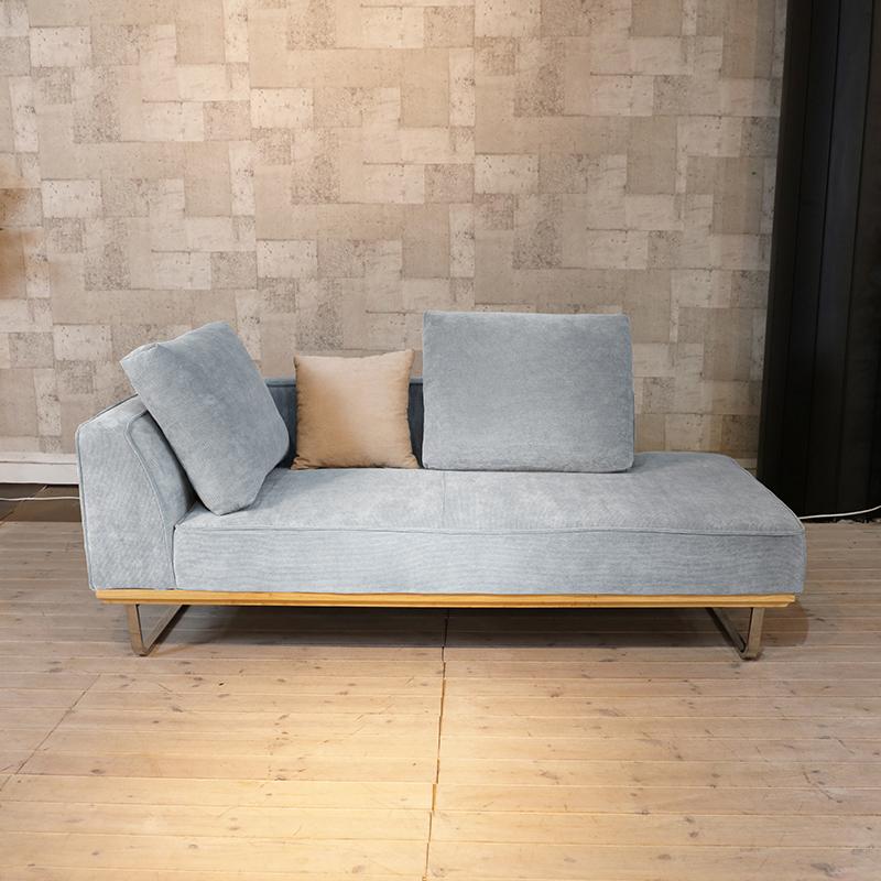 カウチ片肘二人掛けソファー ブルーグレー ライトブルー 色 スエード