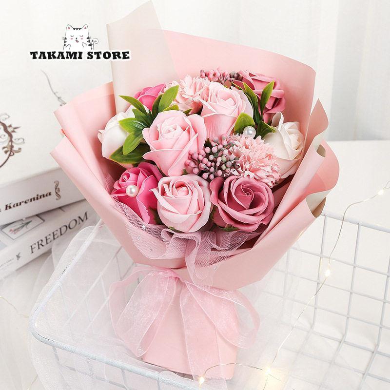 母の日 ソープフラワー 花束 プレゼント LED ライト付 ブーケ 造花 花