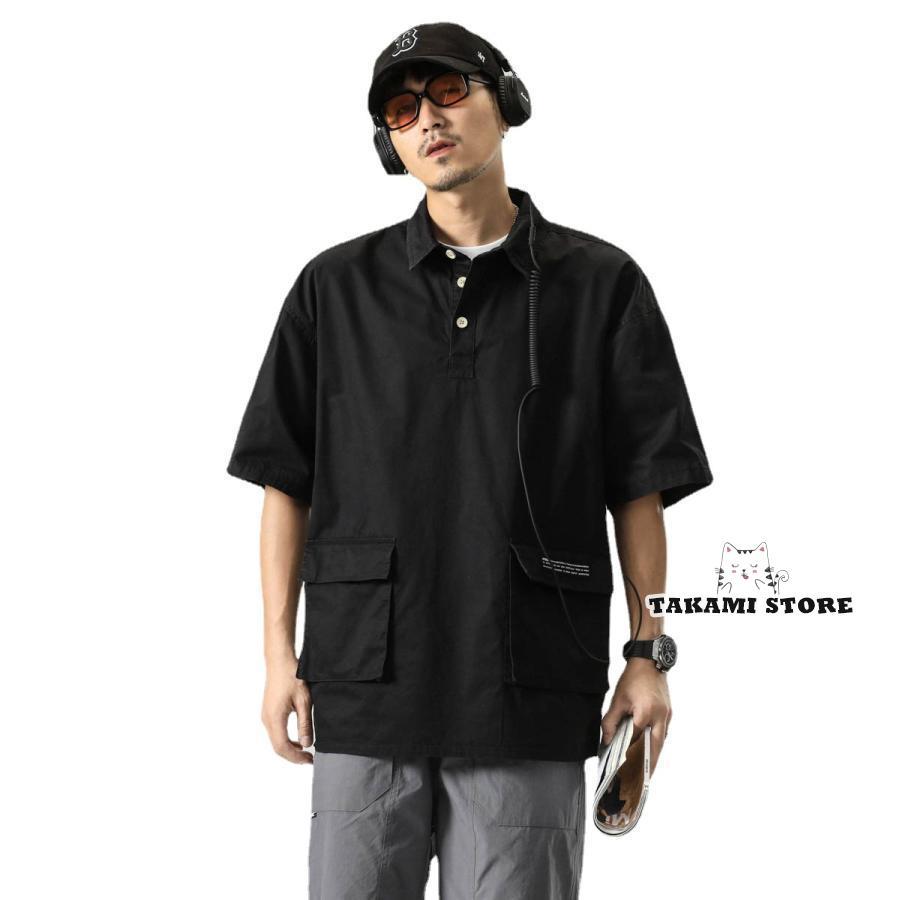 ワークシャツ メンズ 黒シャツ 半袖シャツ ゆったり アメカジ 男性