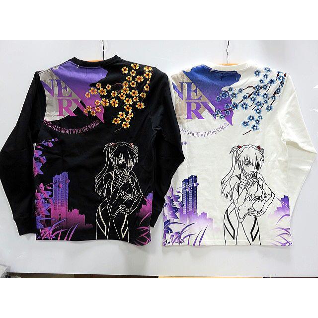 大きいサイズ エヴァンゲリオンX 錦 アスカ 刺繍 和柄 長袖Tシャツ EVA