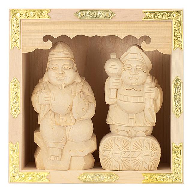 仏壇屋 滝田商店 二福神 恵比寿大黒天セット 3寸 五合マス付き 高さ