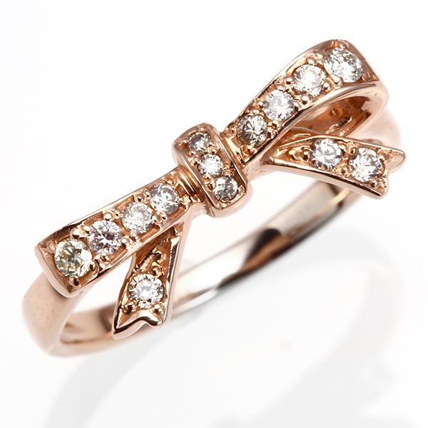 見積商品) リボン 指輪 10金 K10PG/WG ピンクゴールド/ホワイト