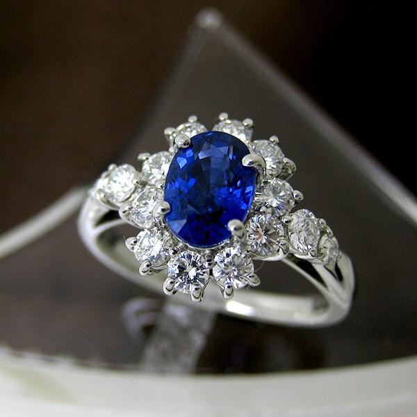 9月誕生石 サファイア リング プラチナ 指輪 鑑別書付 ダイヤ