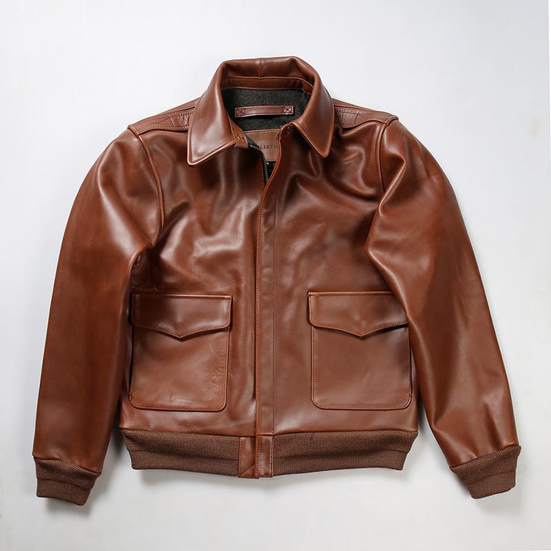 A2フライトジャケット 本革ジャケット 革ジャン オイルワックス加工 革