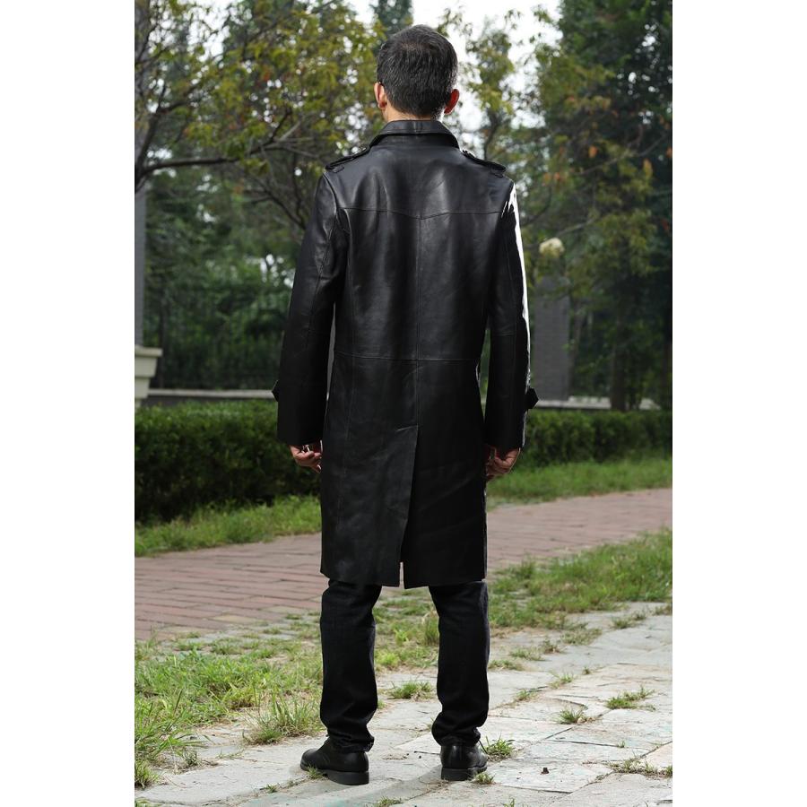 レザーコート 本革 ラム革コート 膝丈 ロングコート トレンチコート