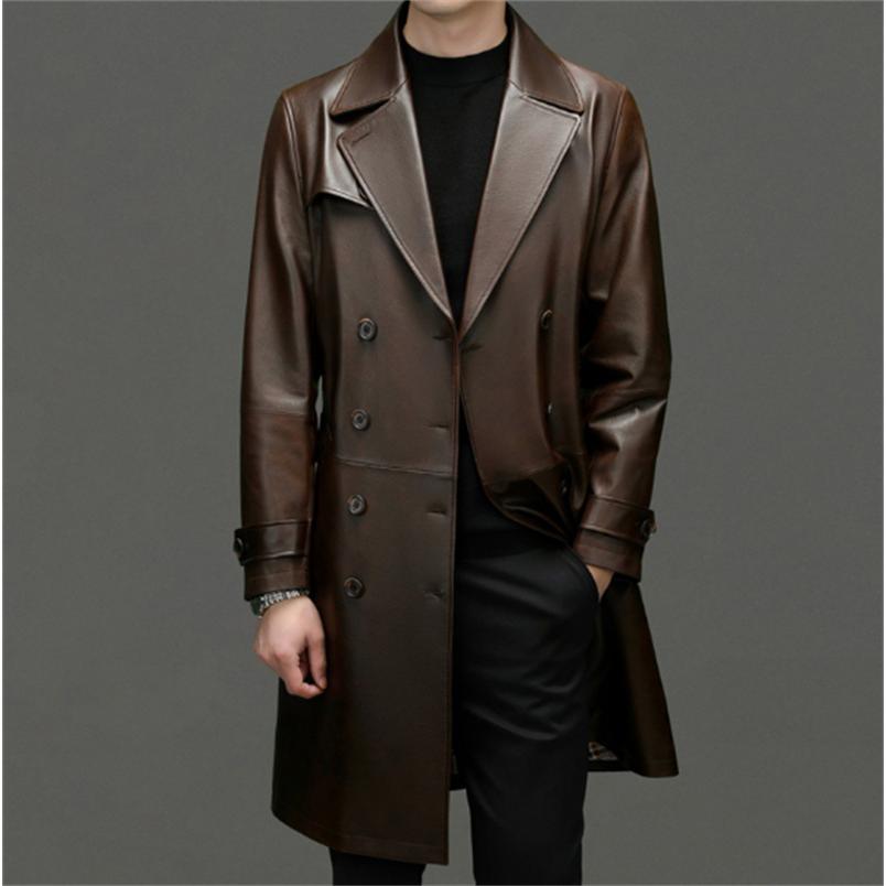 レザーコート 本革 本革コート トレンチコート 膝丈 牛革 ロングコート
