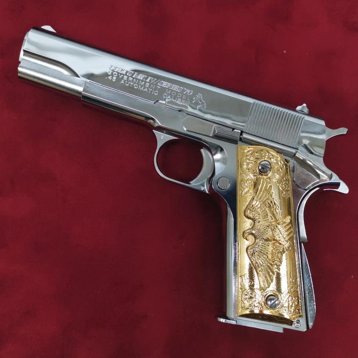 ☆RIGHT イーグルレリーフ メタルグリップ ゴールド 艶有 ガバメント