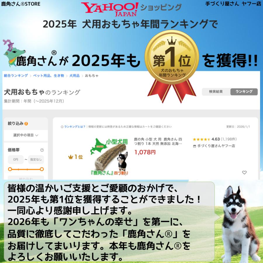 鹿の角 小型 犬 用 鹿角さん 半割り 2本セット 天然 無添加 北海道産