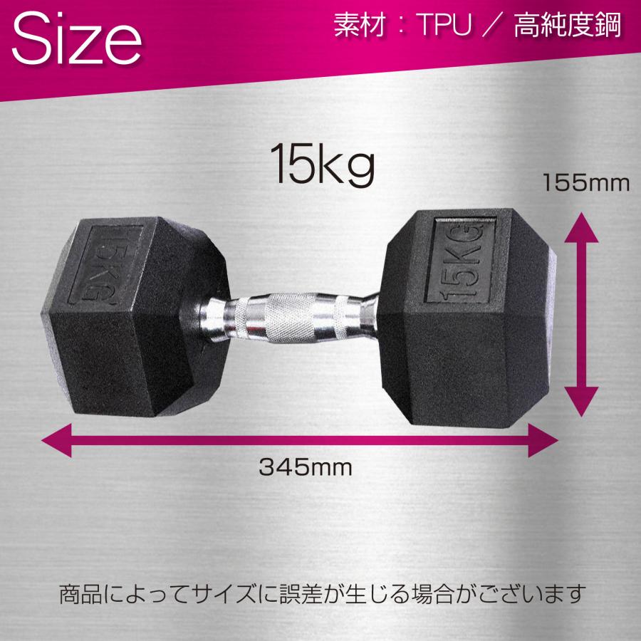 TOP FILM ダンベル 鉄アレイ 15kg 2個セット 30kg ヘックスダンベル
