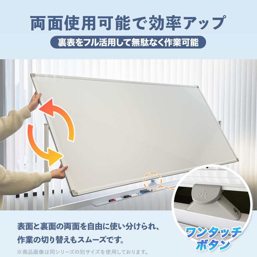 SKK ホワイトボード 1200×900 脚付き 両面 回転式 スチール キャスター