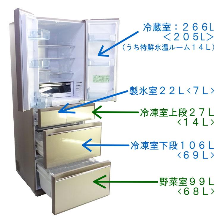 日立（HITACHI） 中古・設置込み 520L 2019年製 6ドア冷凍冷蔵庫