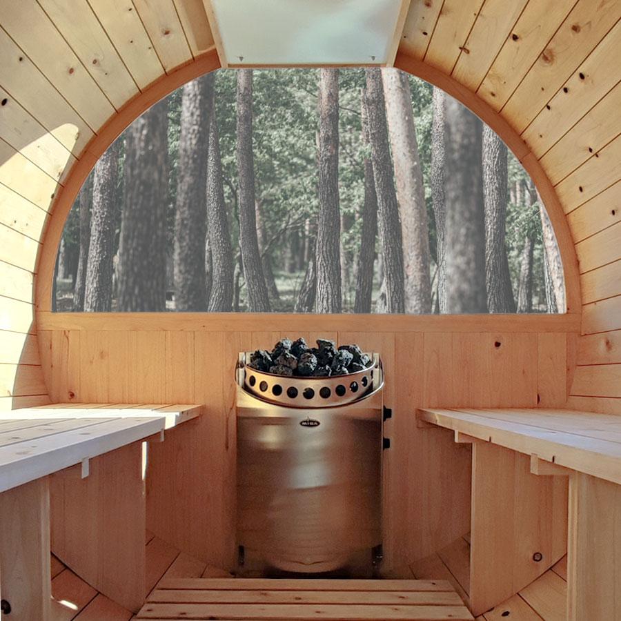 f.f.SAUNA.JP 】 バレルサウナ パノラマ MISA電気ストーブセット 全面