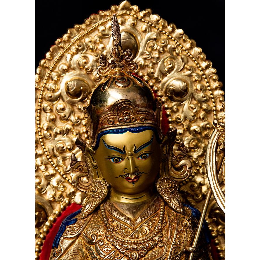 送料無料 銅造鍍金仕上げ 蓮華生 パドゥマ サムヴァ 蓮華生大師