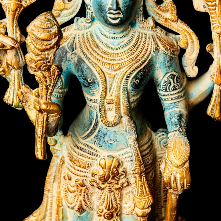 送料無料 ヴィシュヌ クリシュナ ブラフマー 仏像 立像 重厚なブラス製
