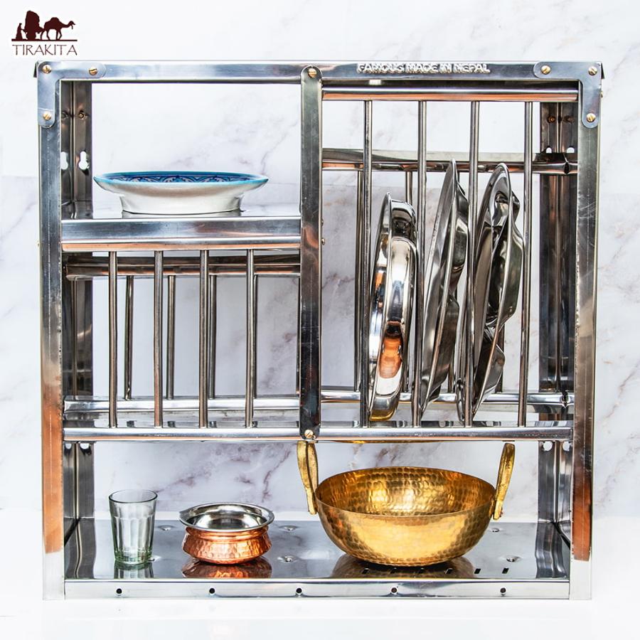 送料無料 インディアンキッチンラック 棚 食器棚 (中) 高さ：60cm程度