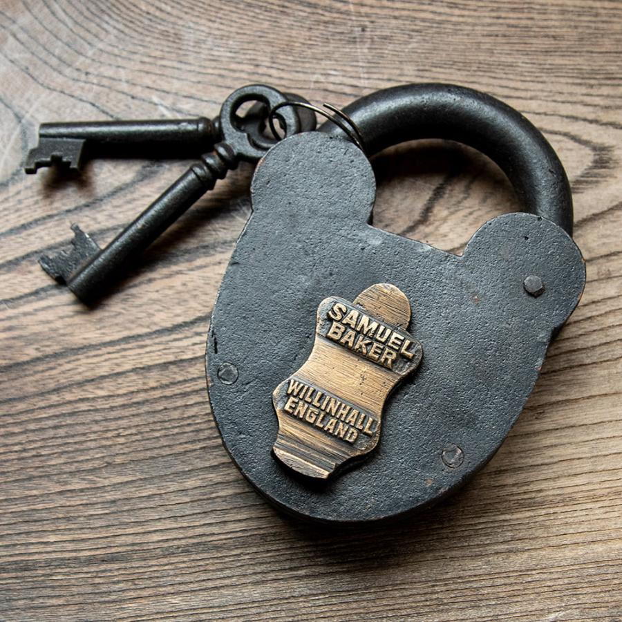 送料無料 鍵 南京錠 カギ ロック アンティーク風 インドの南京錠 特大