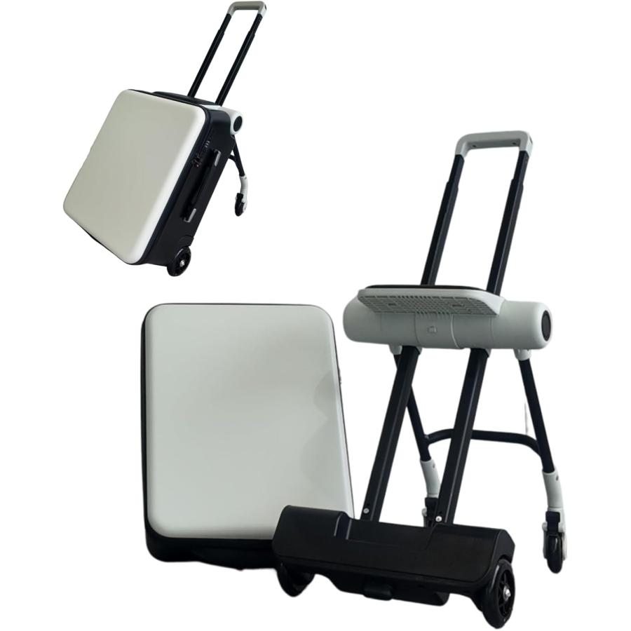子供が乗れる キャリーケース ホワイト ブラック スーツケース
