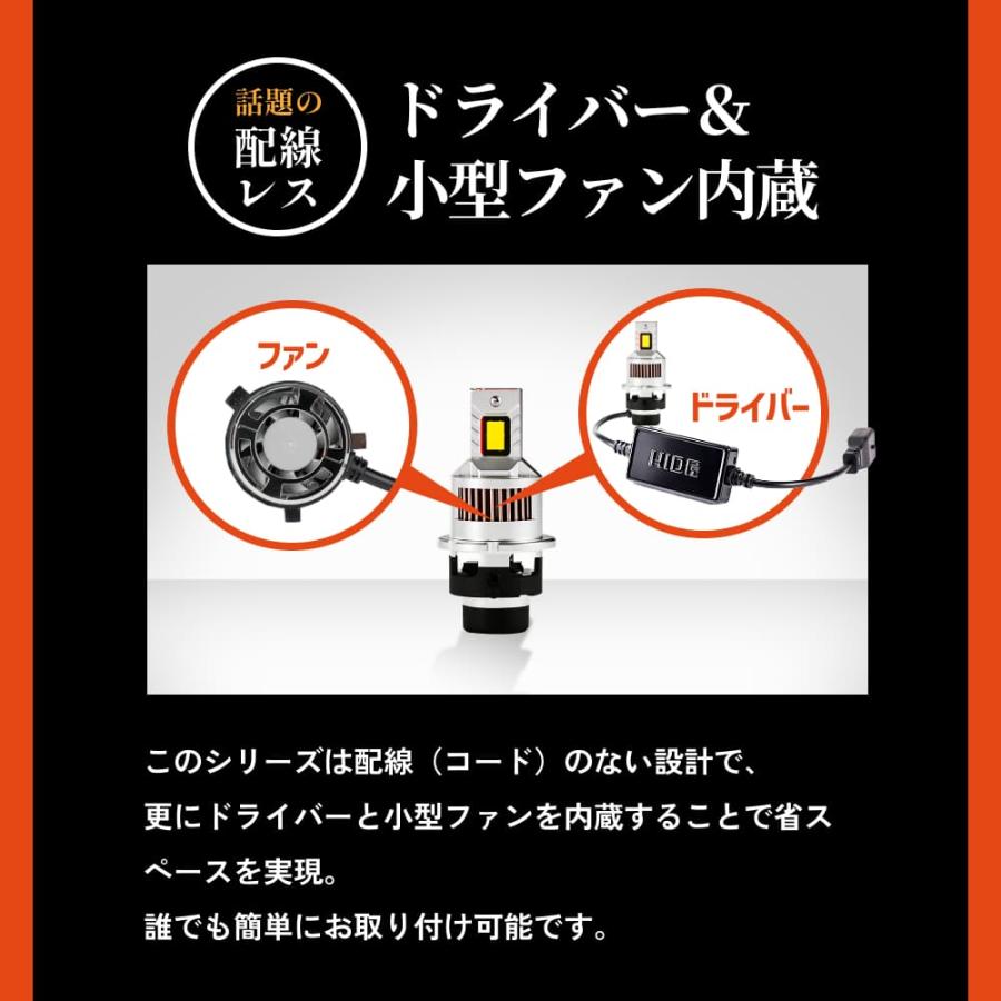 HID屋 爆買 LED ヘッドライト コードレス 配線なし D4S D2S D4R D2R DS