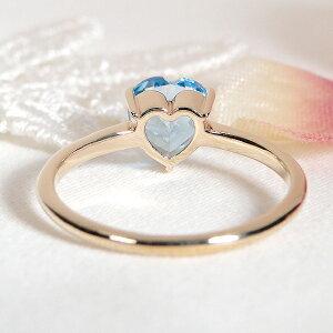 イエローゴールド K10 YG ハートシェイプ ブルートパーズ リング 送料